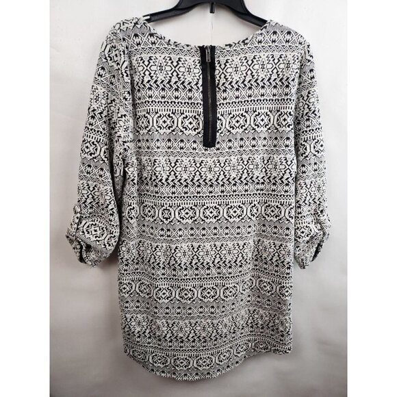 maurices Black White Jacquard Textured Tunic Mini Dress Plus Size 0X - Picture 7 of 8